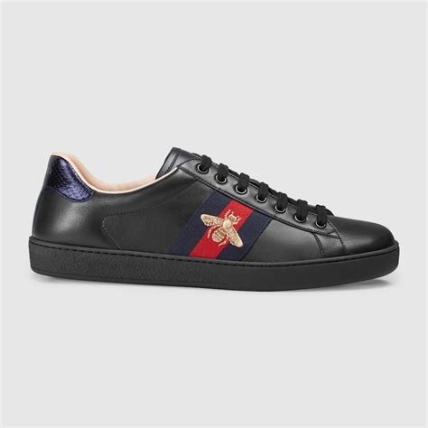 gucci black sneakers for men with a bee|Gucci bee sneakers women's.